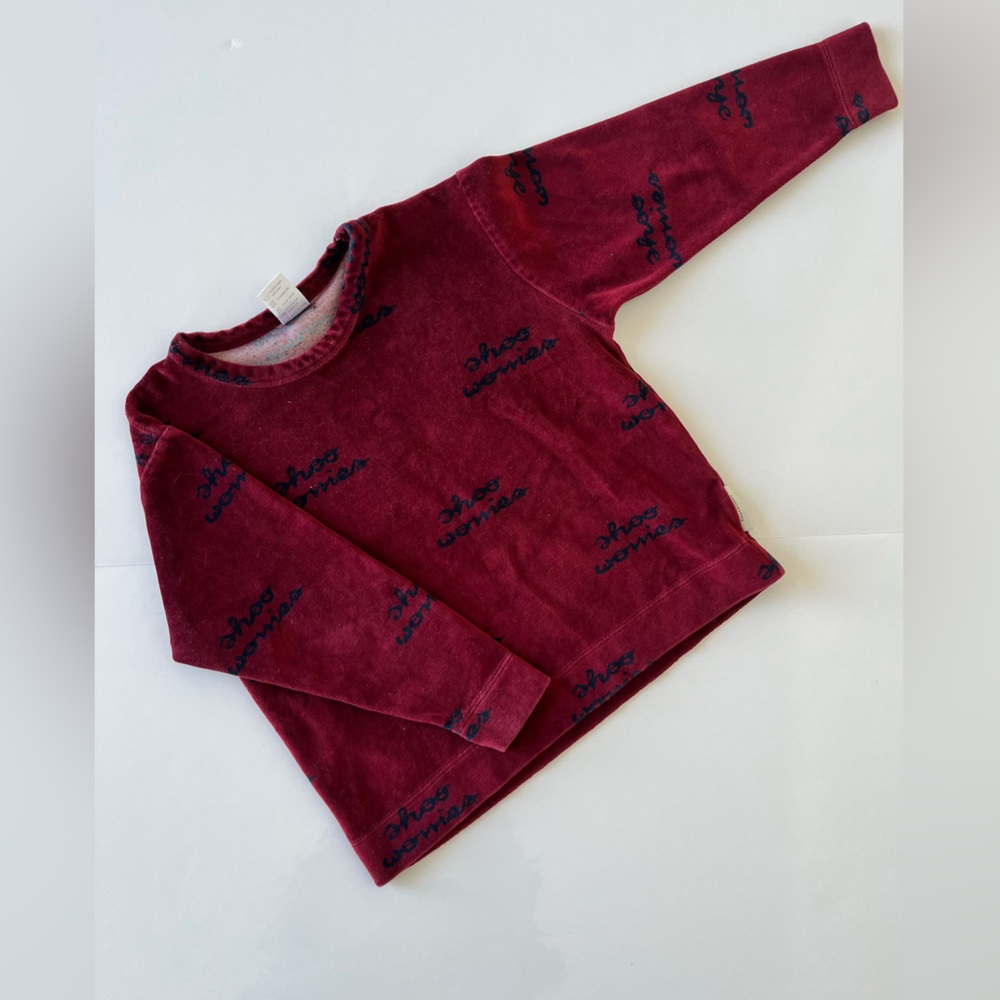 Tiny Cottons velvety dark Red Kids Shirt with black accents Shoo Woories